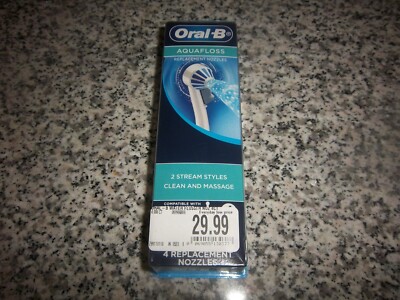 4 PACKS ORAL-B AQUAFLOSS REPLACEMENT NOZZLES 4 PACK - NIP