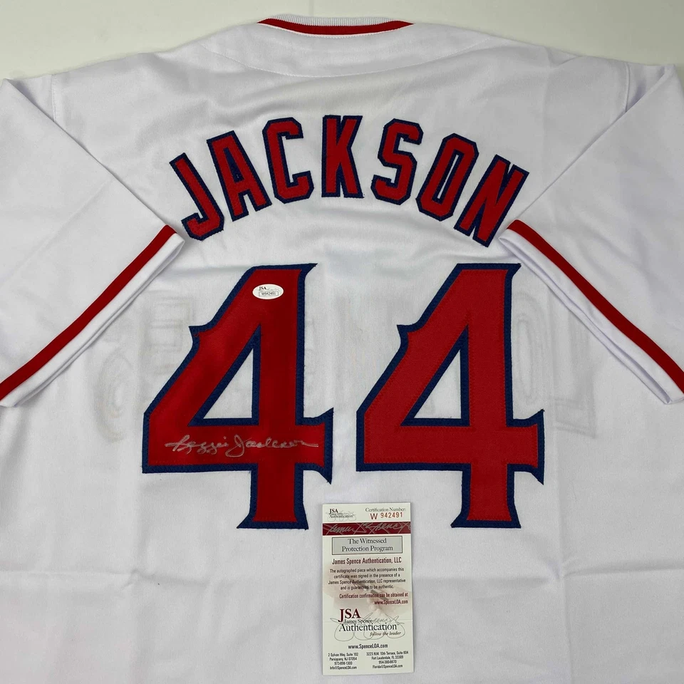 Autographed/Signed Reggie Jackson California Los Angeles White Jersey JSA COA - Image 2 of 4