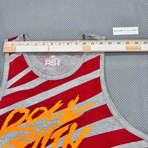 Chemise Rocksmith RS1 homme XL rouge gris rayures zèbres logo graphique fabriqué aux États-Unis débardeur - Photo 6/10