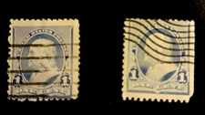 SCOTT #  219 -  SET OF 2 BEN FRANKLIN ONE CENT USED STAMPS - VG CONDITION