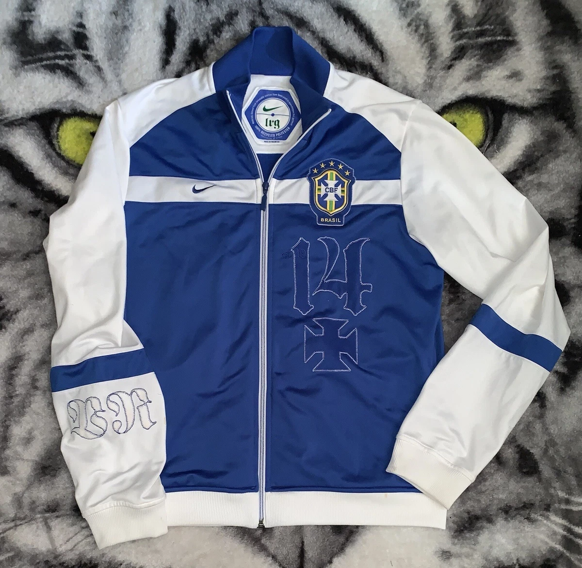 Rare Vintage Nike Brazil Cbf Established 1914 Embroidered Soccer Jacket Sz L