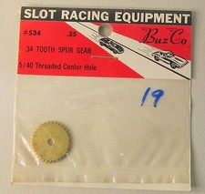 1960's Buzco 534 SPUR GEAR 34T 5/40 Threaded Center hole 1:24 1:32 slot cars MOC