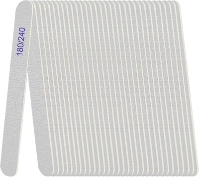 Nail File, Emery Boards for Nails 180/240 24 Pcs Rectangle Grit, Gray 