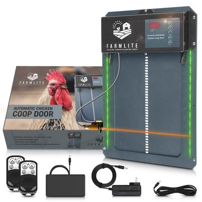 FarmLite Automatic Chicken Coop Door Opener | Opening Size 8.6'' x 10.5'', Gray 
