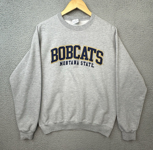 Montana State Bobcats Crewneck Sweatshirt Champion Men Medium Gray Pullover NCAA