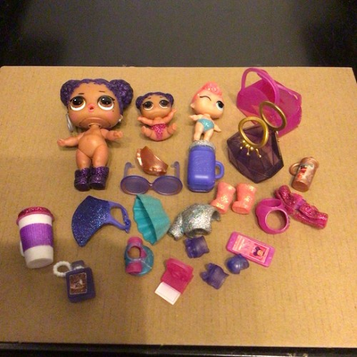 #ad LOL Surprise Dolls Accessories Lot And 3 Dolls Glitter Series $5.00