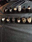 Costume Jewelry Ring Lot, Vintage, Bands, CZ, Rhinestone, 12 Rings 7-8 Repurpose