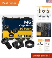 M6 Cage Nuts, Screws and Washers Size: M6 x 16mm 50 Pack Rack Mount Screws ...