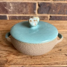 Aqua Taupe Winfield Pottery Covered Soup Chili Casserole Dish Pasadena READ