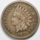 New Listing1862 Indian Head Penny Cent Very Good (VG)