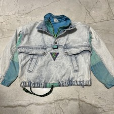 Vintage Levis Sport Kids Denim Jean Jacket Halfzip size Youth Medium