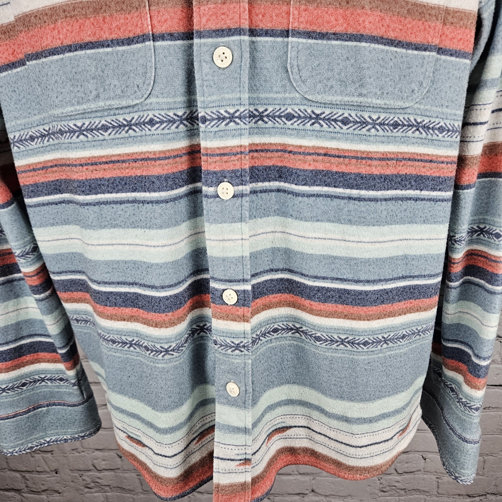 Faherty Multicolor Striped Aztec Button Up Long S… - image 7