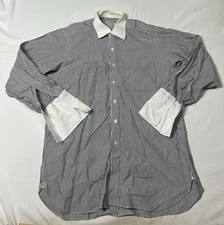 Turnbull & Asser Dress Shirt Gray Striped French Cuff England Men's 16.