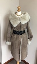 Zara Y2K Soft Toscana suede Real sheepskin Shearling knee length coat Size M