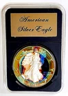 2007-W Proof American Silver Eagle Deep Cameo Neon Rainbow Toned Stunner