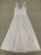 Rogers Nightgown 34 Womens Pink Nylon Tricot Lace Sheer Vintage