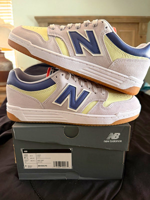 New Balance 480 Men's Lace Up Low Top Leather Sneakers Grey/Blue/Gum BB480LPG