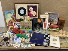 Vintage Estate Grandpa Treasures Lot Music Militaria Stamps Sports Toys Watches