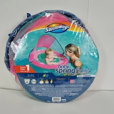 Pink SwimWays Baby Spring Pool Swim Float Sun Canopy Infant Baby 9-24mth UPF 50