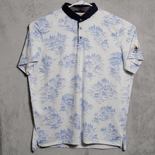 Greyson Polo Shirt Men 2XL White Blue Wolves Mountains Bali Hai Golf Performance