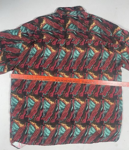 Vintage 80s Jerry J Garcia Abstract Abstract 100% Silk Button Shirt Men's Sz XL - Picture 6 of 6