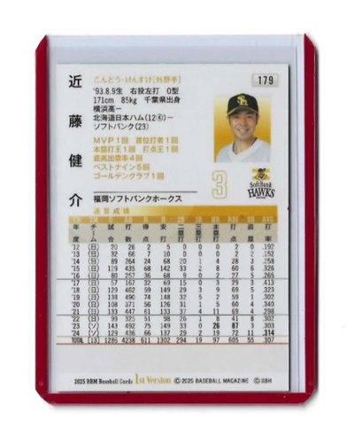 Kensuke Kondoh 2025 BBM SILVER PRINTED AUTOGRAPH Japanese Baseball Card #179 - Picture 2 of 2