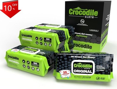 Crocodile Cloth Original Cleaning Wipes, 600 Count (6 Packs of 100)15  x 10 ,NEW