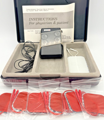 TENS Unit Pain Relief Nerve Muscle Stimulator w Case Electrodes & New Snap Pads