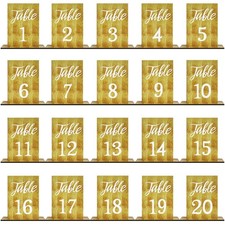 20 Pcs Wooden Table Numbers with Base Rustic Markers Wedding Reception Sign