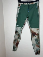 Janji Boreal Fleece Tight Pants Mens Small Green Camo Running Winter Athletic