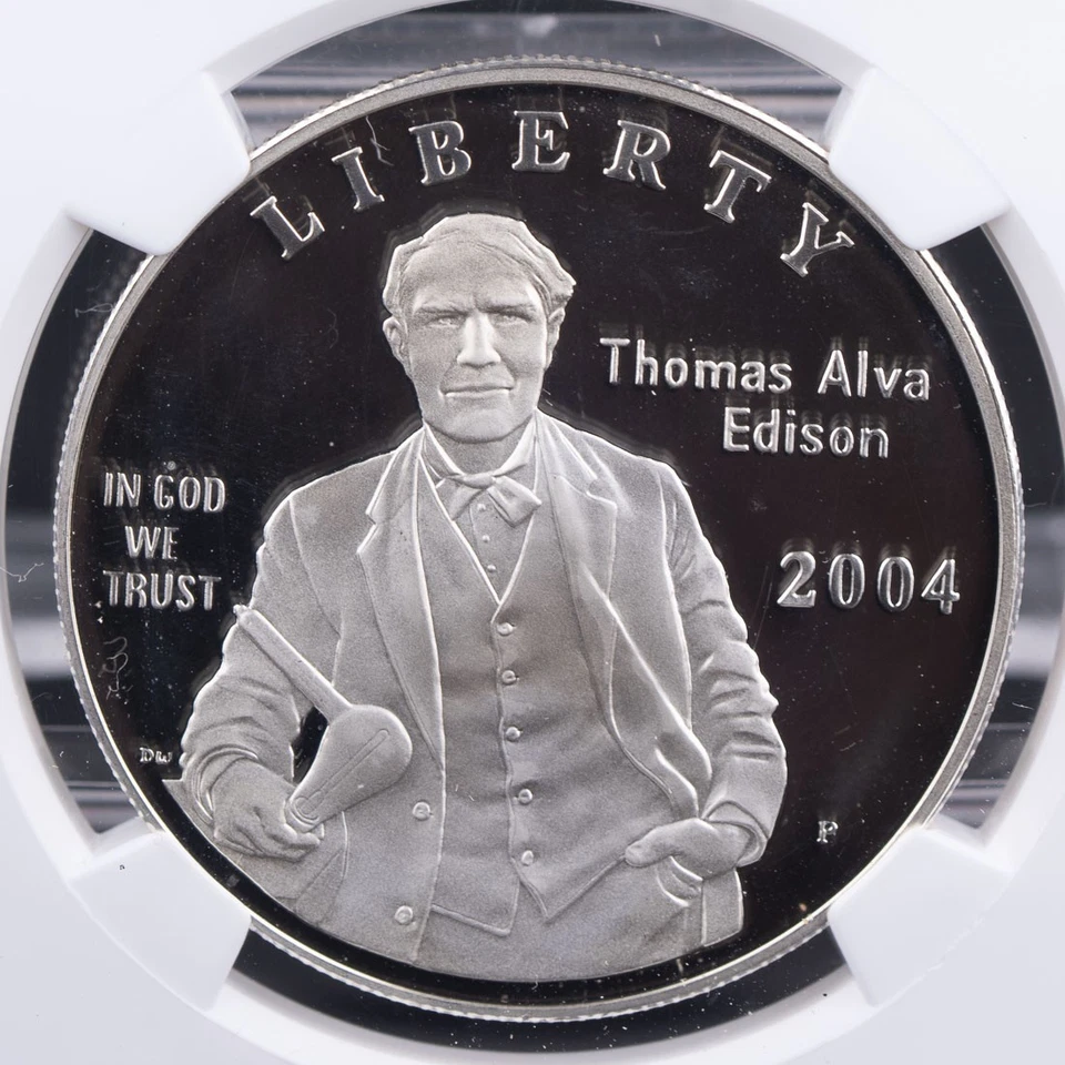 Certified 2004-P Silver $1 NGC PF69 Ultra Cameo Thomas Edison  - Image 2 of 4