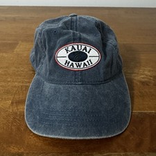 Aloha Hawaii Kauai Hat Hook And Loop Adjustable Adult Unisex Blue Vintage