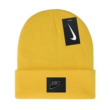 Nike Yellow Core Classic Knit Beanie Boxed Logo Skull Cap Adult One Size