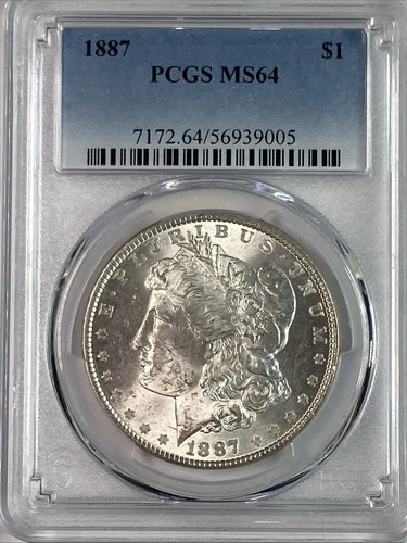 1887-P Morgan Dollar PCGS MS64 Graded Silver $1 Coin