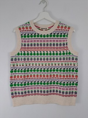 Boden Edie Fairisle Pullover Weste Gr. XL Obst Print Tank Top Wolle Alpaka Neu mit Etikett