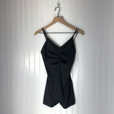 Victoria  s Secret Black Bodysuit Romper M Double Strap Y2K Minimalist Lingerie