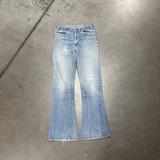 Vintage 60s 70s Bell Bottom Flare Blue Jeans Bootcut Western Distressed 29x32