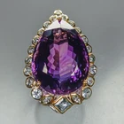 Jewellery 34 ct+ Natural Amethyst Ring 925 Sterling Silver Size 7.75 /R482367