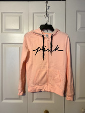 Victoria's Secret PINK Peach Orange Perfect Full Zip Hoodie Size XS NEW 