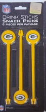 NFL Green Bay Packers Drink Sticks - Snack Picks, NEW (Pack of 6)