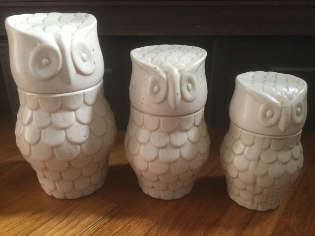 Owl Canisters Set Of 3 Clear For Sale Online Ebay