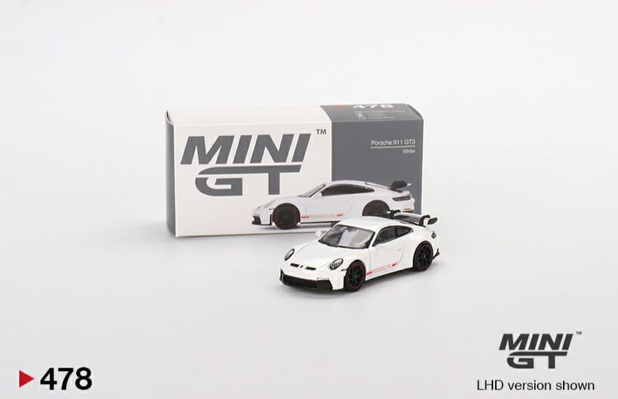 MINI GT Porsche 911 (992) GT3 White #478 (LorR Random delivery) 1/64