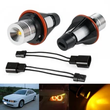 Amber Yellow LED Angel Eyes Halo Ring Parking Light Bright For BMW X5 E53 X3 E83