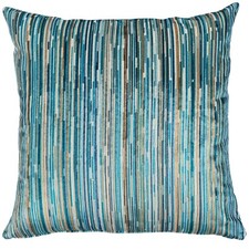 Luxury Velour Abstract Stripe Extra-Large Velvet Cushion in Teal Blue. 23x23"