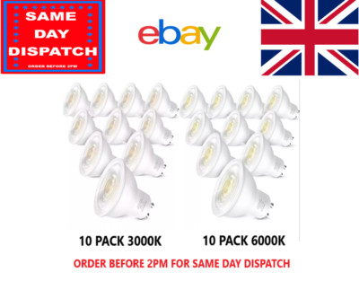 10er Pack GU10 LED Leuchtmittel 5W kaltweiß 6500K Strahler 120° ECO 5W nicht dimmbar UK