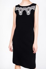 $3200 - VALENTINO Women's LACE-ACCENT Knit Black SLEEVELESS  BODYCON DRESS - M