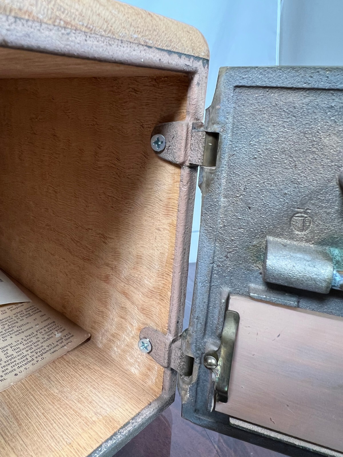 Vintage Post Office Box Door Bank/Gun Safe Red Oak Lock Box Clarkdale