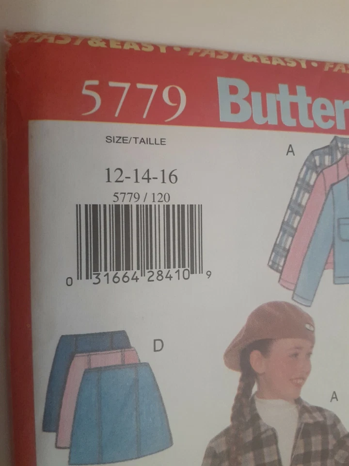 Butterick 5779 Skirt Pants Jacket Vest Sewing Pattern Girls 12 14 16 UC Outfit - Image 3 of 4
