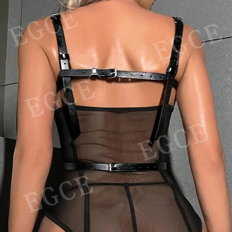 Sexy Body Bra Harness belt Suspenders Straps Women Leather Corset Lingerie BDSM - Image 3 of 4