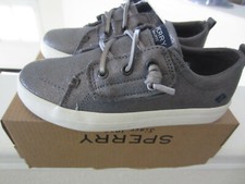 Sperry Top-Sider Girls Crest Vibe JR Leather Valcro Boat Shoes Pewter Size 11 M